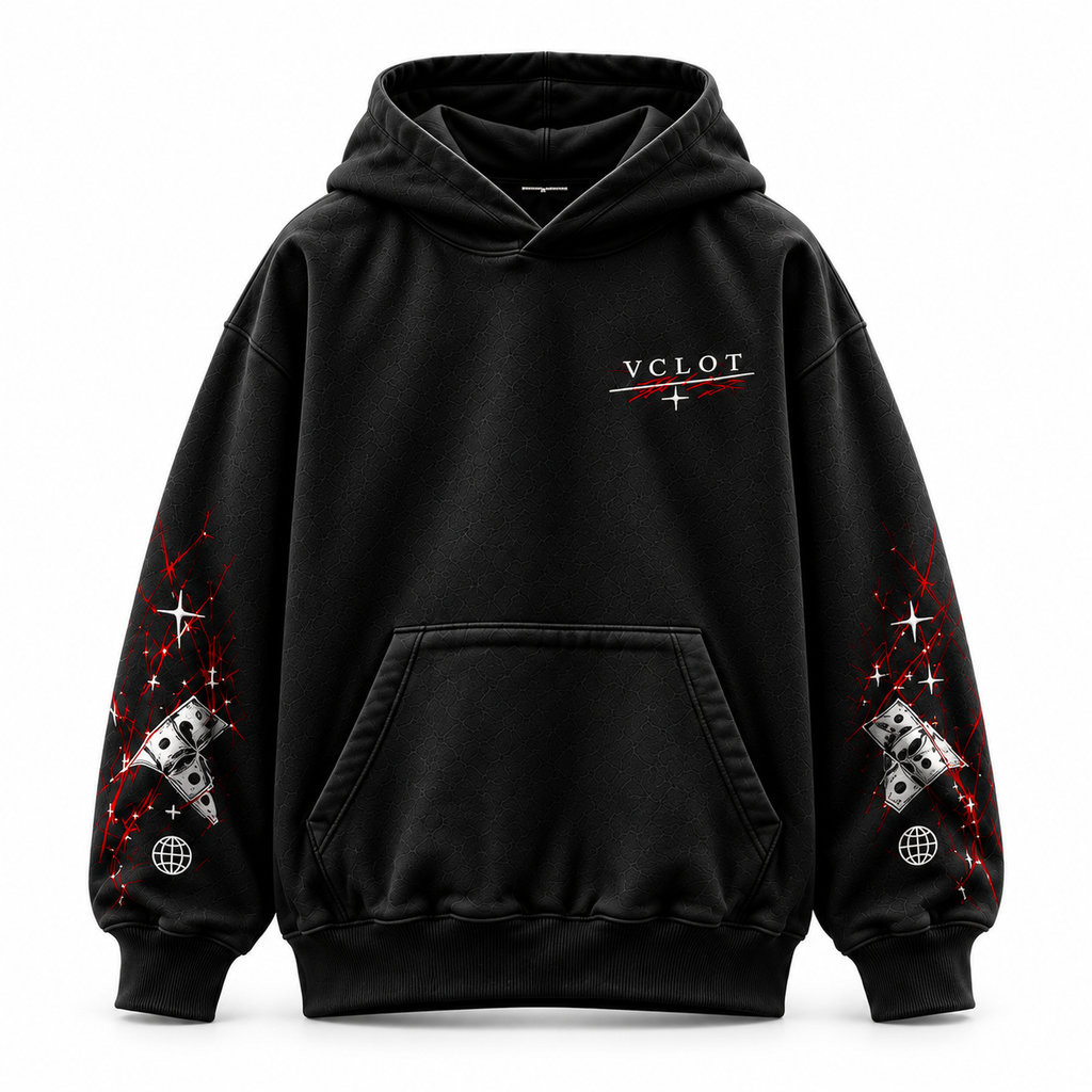 Black | VCLOT Scarlet Vision hoodie, front view