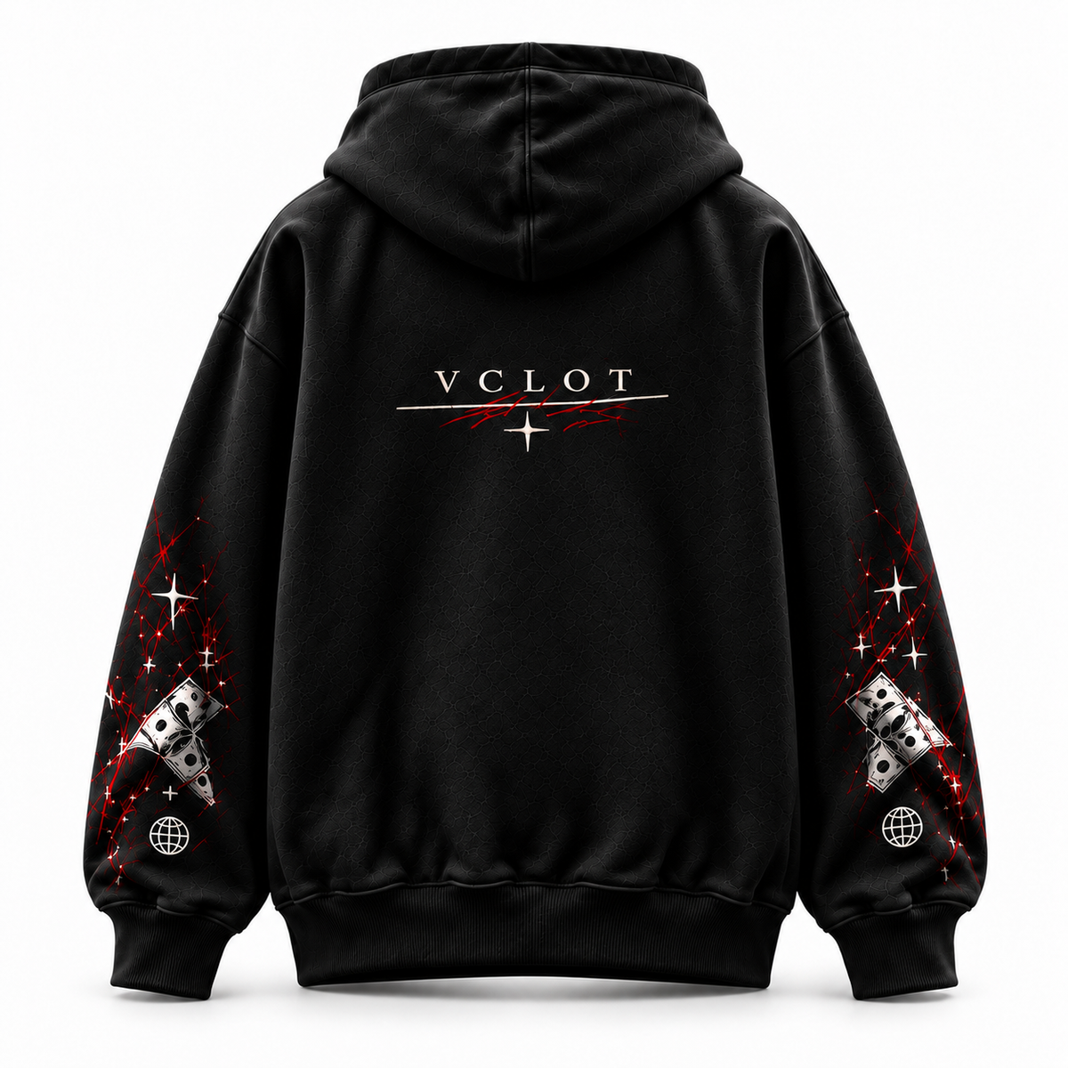 Black | VCLOT Scarlet Vision hoodie, back view