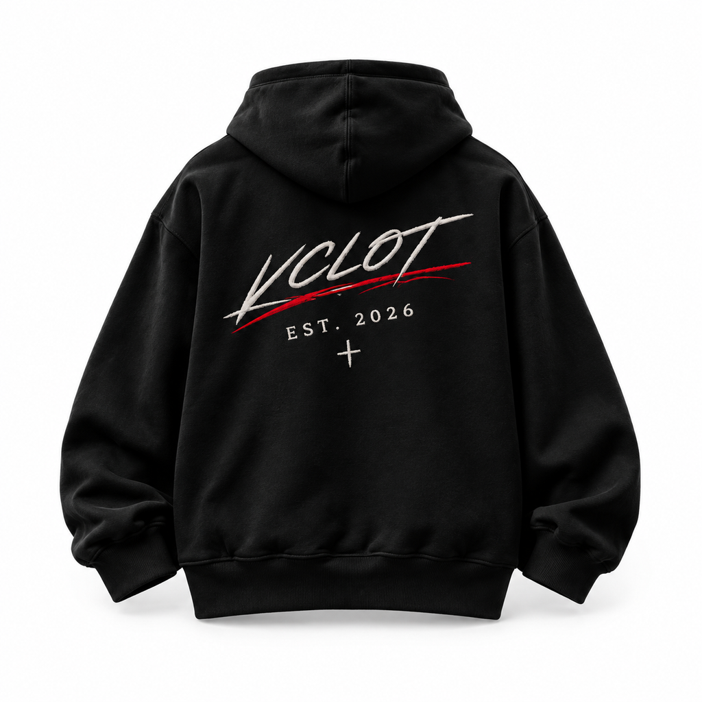 Black | VCLOT Signature Script hoodie, back view