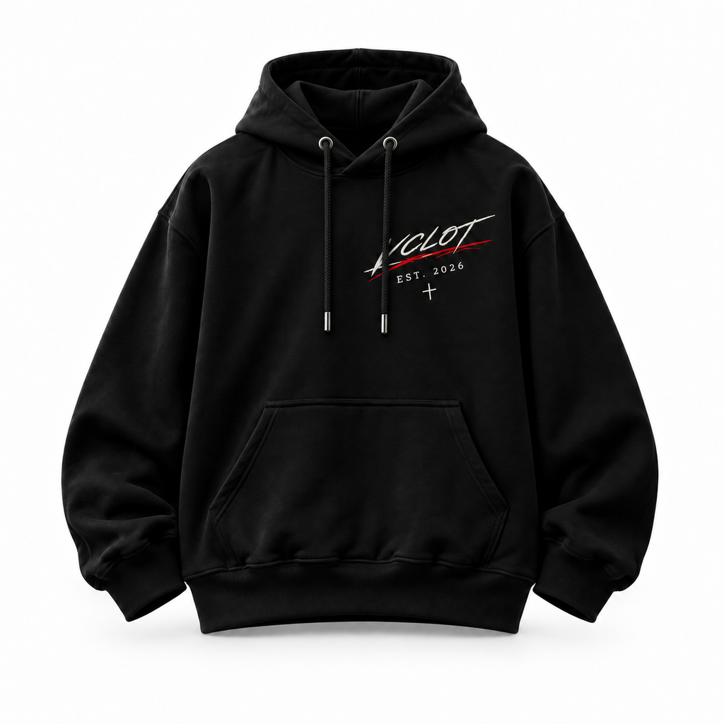 Black | VCLOT Signature Script hoodie, front view