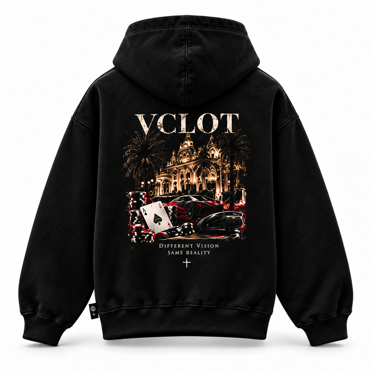 Black | VCLOT High Stakes hoodie, back view