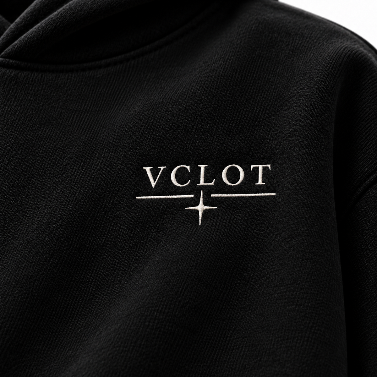 Black | VCLOT Essential Vision hoodie, embroidery detail