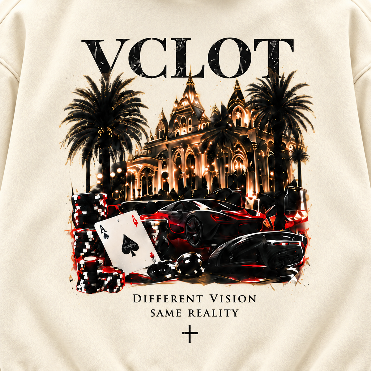 Cream | VCLOT High Stakes hoodie, back graphic detail